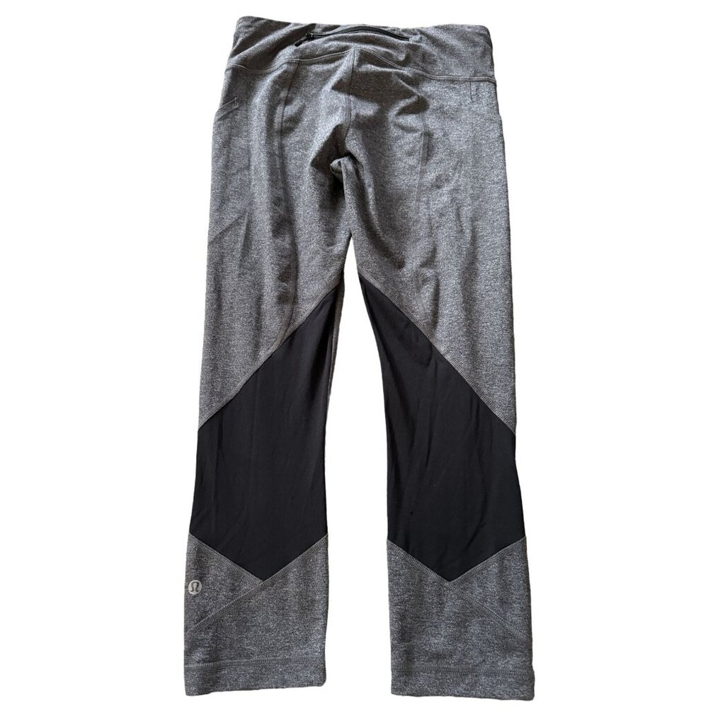 Lululemon Ladies‎ Pace Rival Crop Leggings Heather Gray Black - Size 6 A1